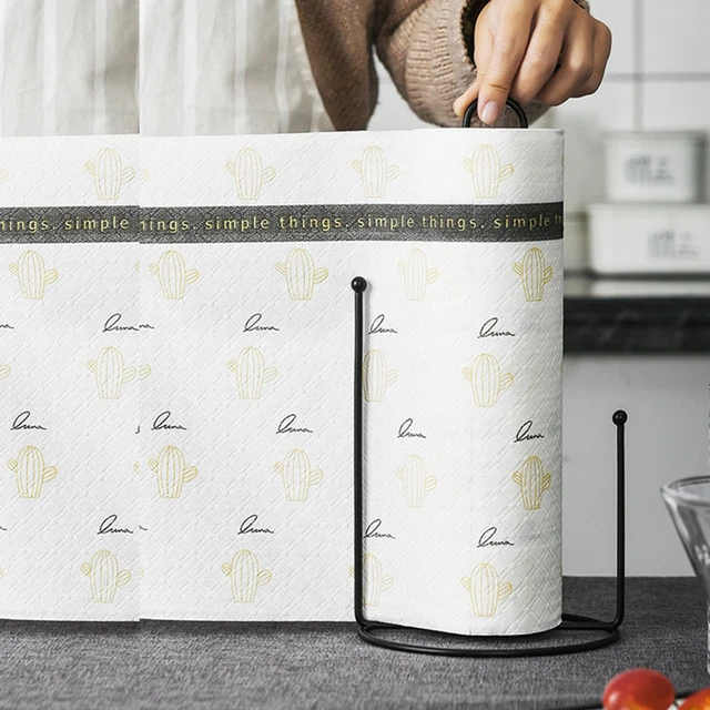 Countertop Tissue Holder Rust-resistant Paper Towel Stylish Roll Rack Black