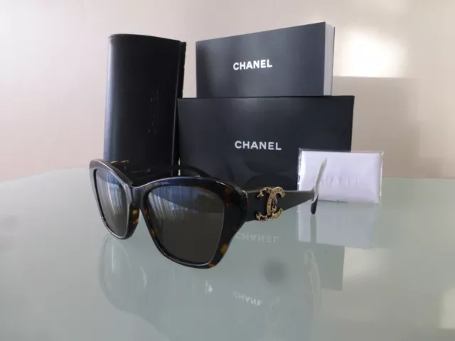 Vintage CHANEL 4095-B Amber Lens Tortoise Frame CC Swarovski Crystal  Sunglasses