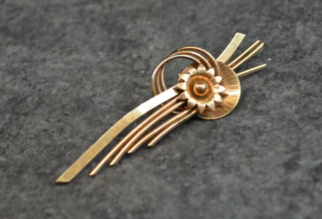 Broche Guirlande De L'époque Victorienne Française, Broche Ancienne En Or 18 Carats Et Rubans