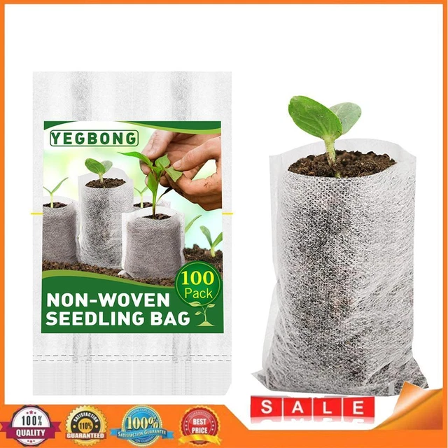 100x Biodegradable Seedling Nursery Bags Non-Woven Plants Pot Grow Pouch ☘️
