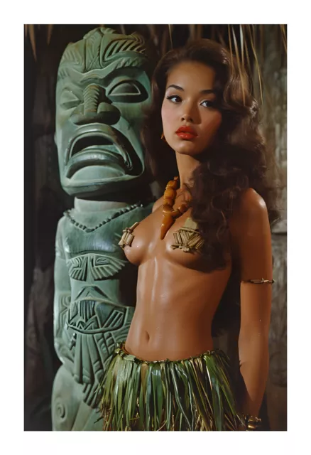 1950s Exotic Hula Dancer Tiki Art Print nhg3