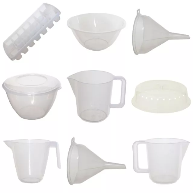 Plastic Food Preparation Measuring Jug Bowls Funnel Plate Covers Choice 18 Items