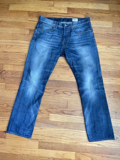 G Star RAW Jeans Blue Denim Slim Fit 3301 Men 36x32 Whisker Washed made in Italy