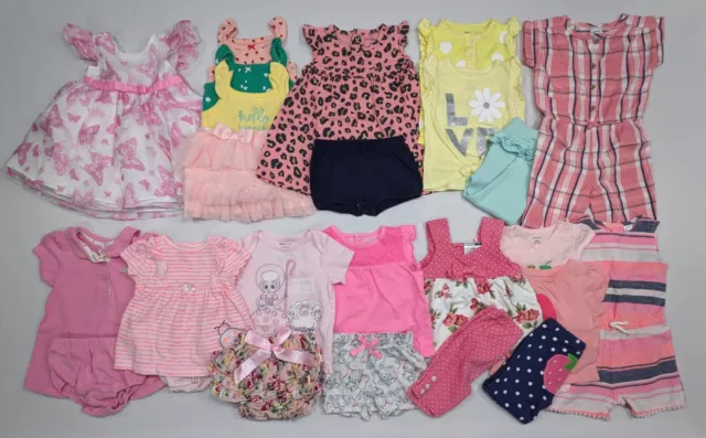 24 pc LOT Infant Baby Girl Clothes 9 months Tops Shorts Outfits SUMMER BUNDLE