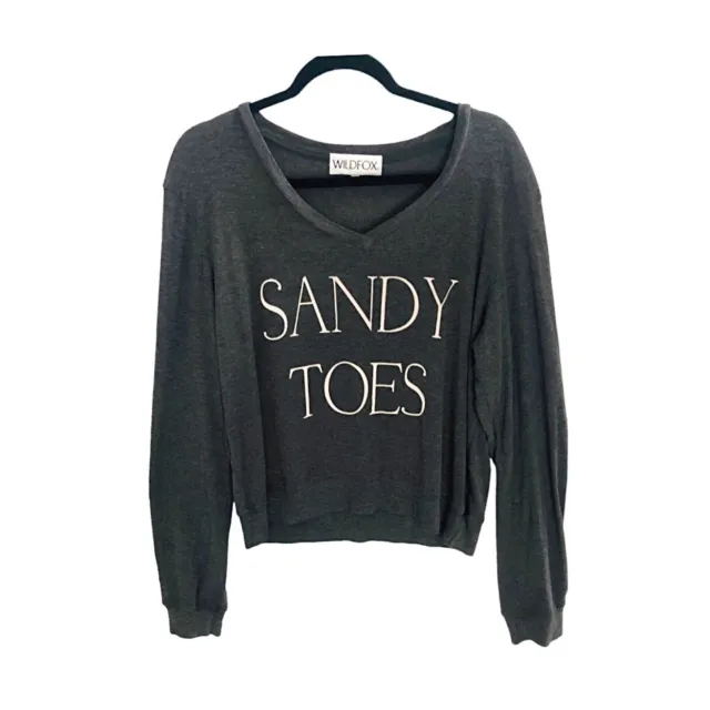 Wildfox Couture Women's Sandy Toes Top Gray Size Small Soft Sweatshirt Pullover 2