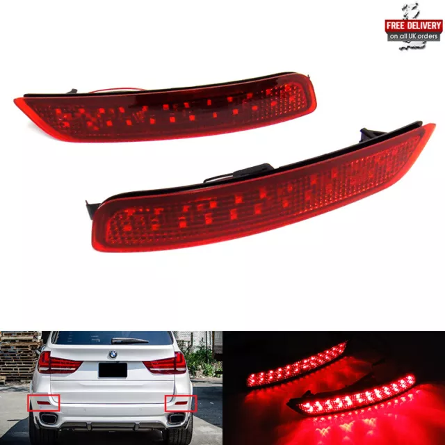 2x Red Rear Bumper Reflector LED Stop Brake Light For 2013-2018 BMW F15 X5 F85 M