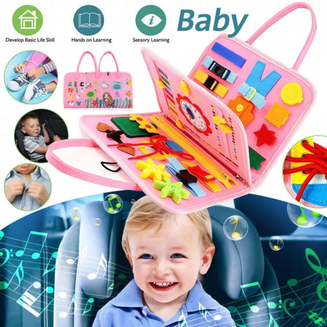 Busy Board Montessori Spielzeug Aktivitätsbrett Handtasche Dressing Lernbrett DE