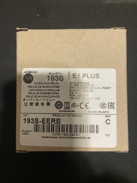 Allen-Bradley 193S-EERB Overload Relay Single Phase Series A