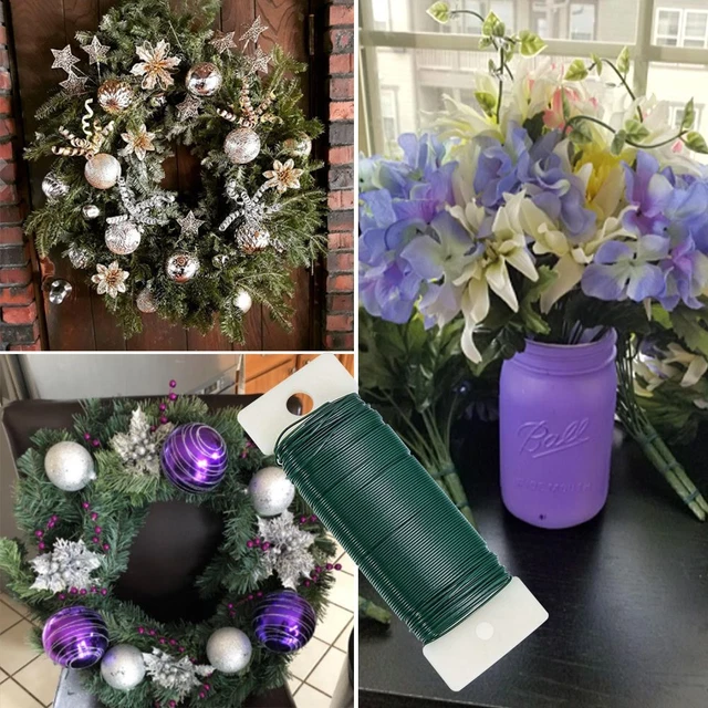Alambre verde Navidad cuerda alambre de flores alambre de paleta para hacer manualidades