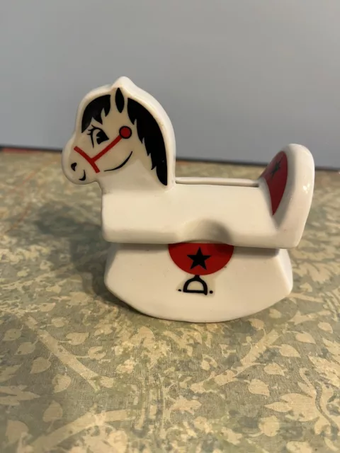 Vintage child’s bank- Rocking Horse - Glazed W Stopper On Bottom