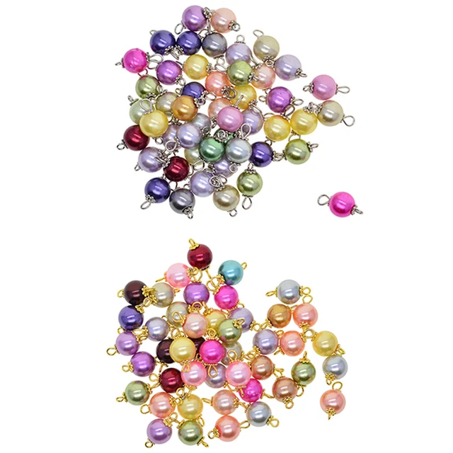 50 Stück Glasperlen Perlen Anhänger Charms Anschlüsse DIY Schmuckherstellung