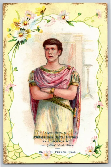 Dr. B. H. Pearce Philadelphia Dental Parlor York Victorian Trade Card Roman?