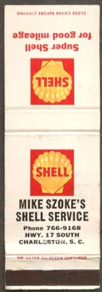 Mike Szoke's Shell Service Charleston SC matchcover