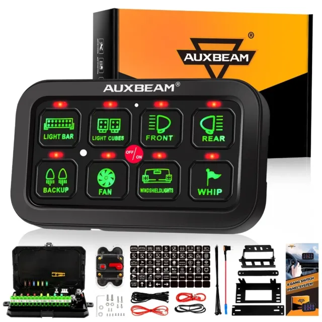 Auxbeam 8 Gang Switch Panel LED Light Bars Electronic Relay System for Polaris