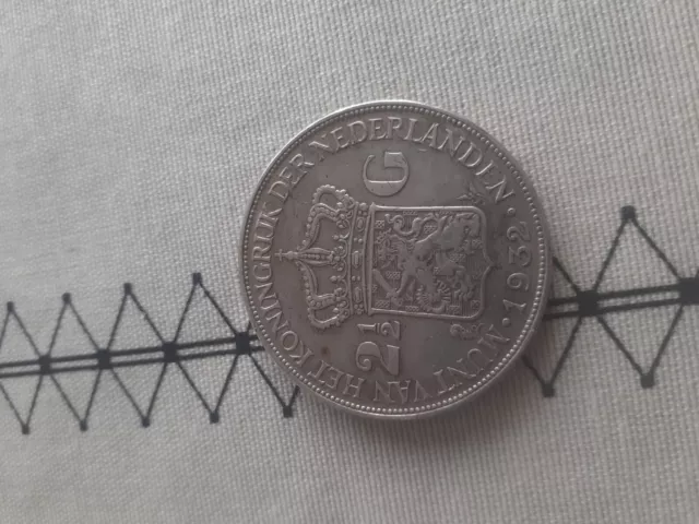 Monnaie Pays Bas  2 1/2 Gulden  Argent 1932