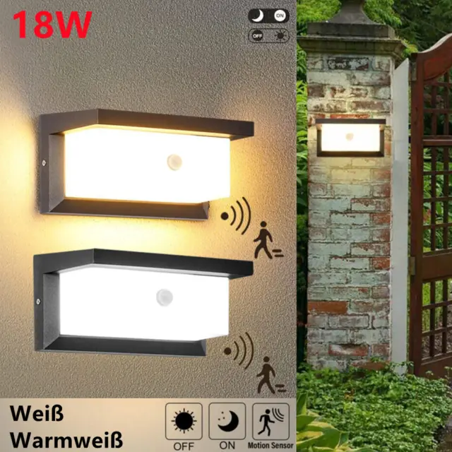 18W LED Außenleuchte mit Bewegungsmelder Wandleuchte IP65 Anthrazit Sensor Lampe