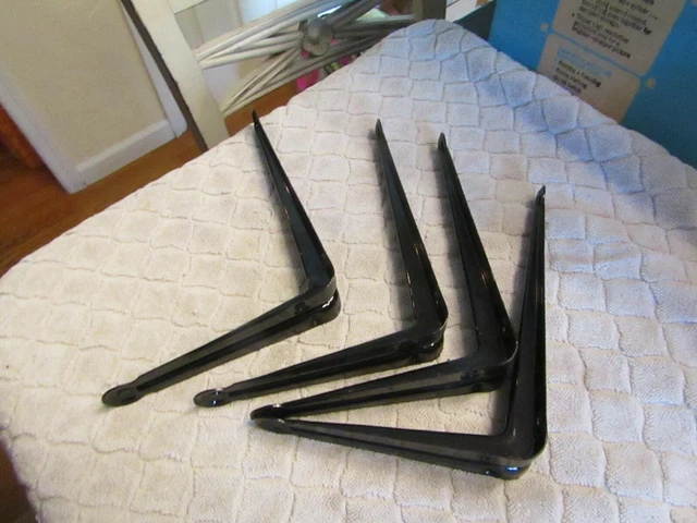 Vintage Stanley 6" x 8" Heavy Duty Shelf Brackets Set 4 Painted Black 4