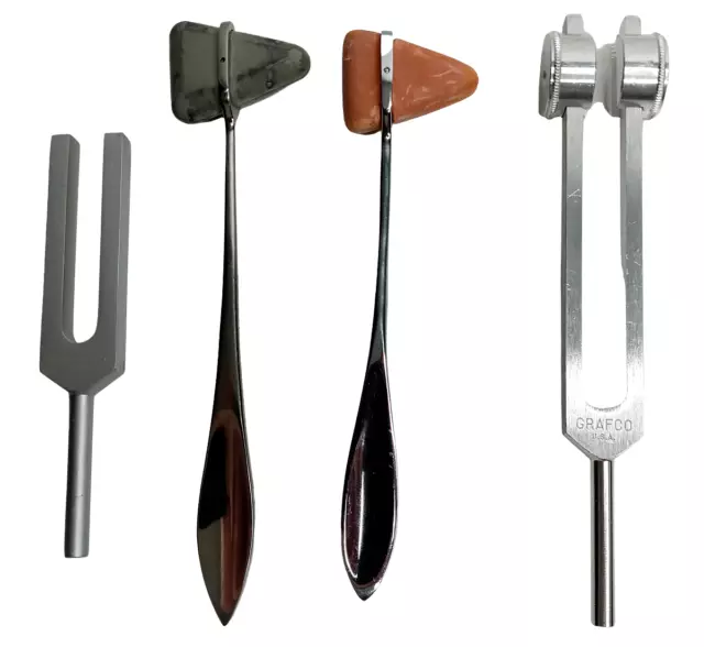 Lot Of 2 Neurological Reflex Percussion Hammers And 2 Tuning Forks