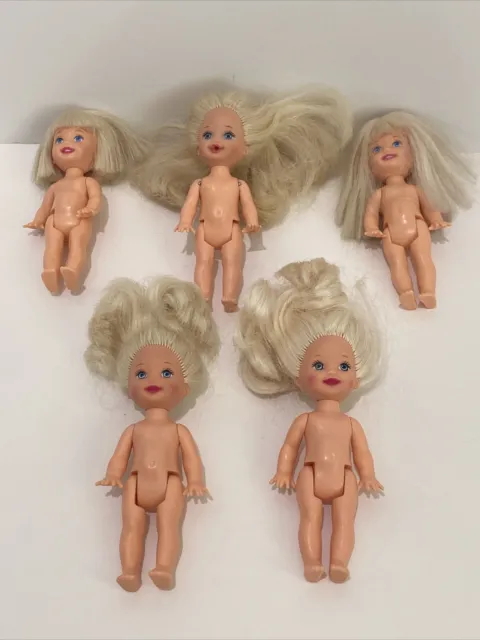 Vintage 1994 Mattel Barbie Little Sister Kelly Assorted Doll Lot of 5 NUDE