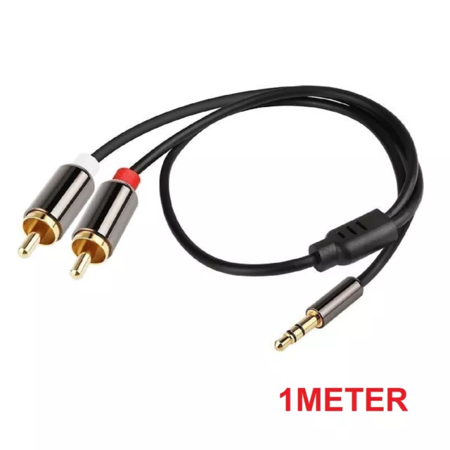 Premium Gold Plated 3.5mm Male To 2 RCA Male Aux Auxiliary Stereo Audio Adapter