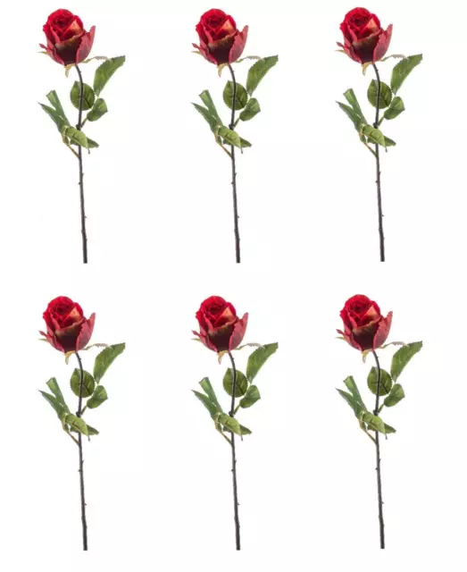 6er Set künstliche Rosen FEMKE rot  mit geschlossender Blüte H. 57cm Emerald