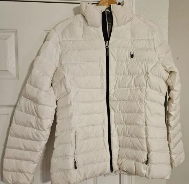 Spyder Women's Puffer Down ski snow Jacket (White, X-Large) NWT