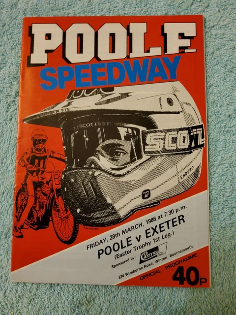 Exeter Falcons POOLE SPEEDWAY 1986 PIRATES v EXETER FALCONS. 28th MARCH. FIRST MEETING ...