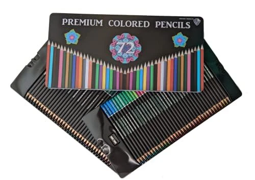 Freedom Products 72 Colored Pencils in Storage Tin With Sharpener Set - Ideal