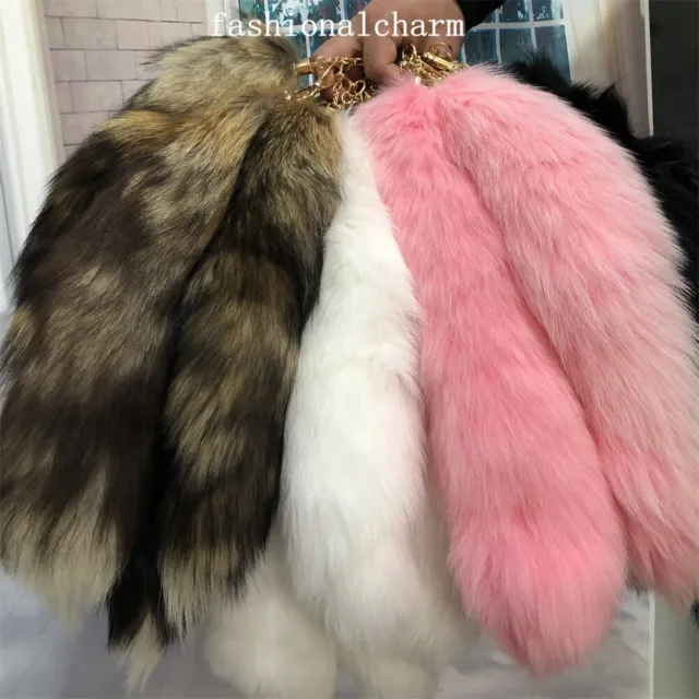Wholesale 2/5/10pcs 16"-18" Real Fox Fur Tail Keychain  Pendant Cosplay Toys