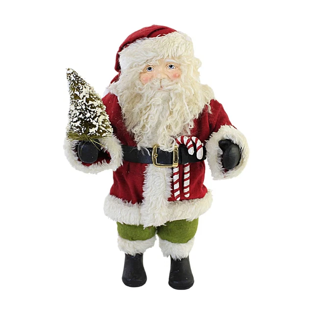 Christmas Vintage Posable Santa Polyresin Candy Canes Tree Td0043