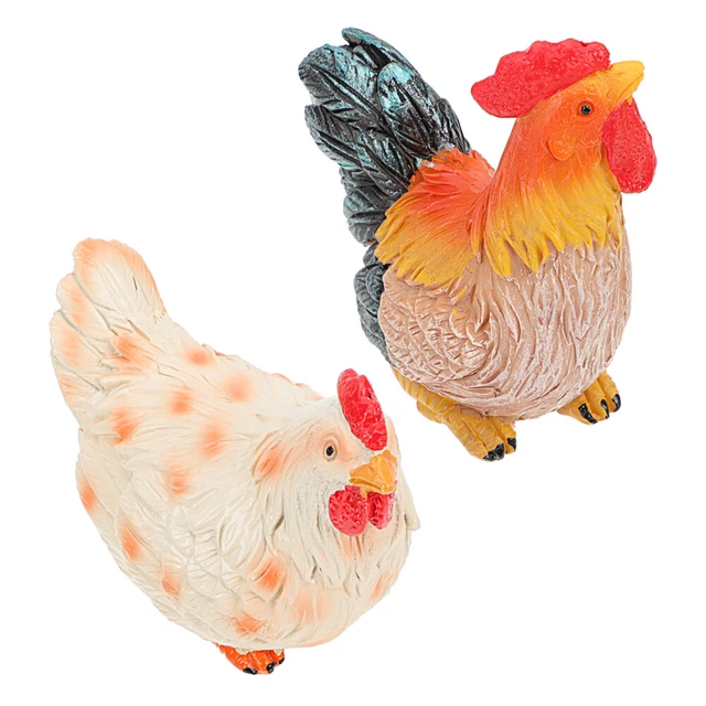 2pcs Rooster Hen Statue Garden Decor Garden Chicken Statue