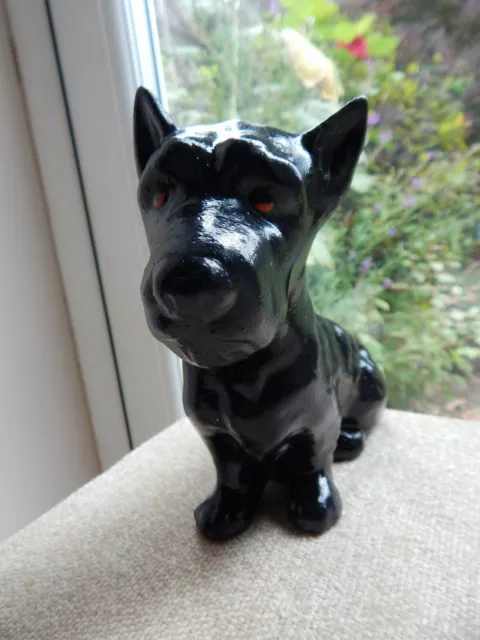 Vintage Black Scottie Dog Figure Ceramic Scottish Terrier Scotty Dog 15cm Tall