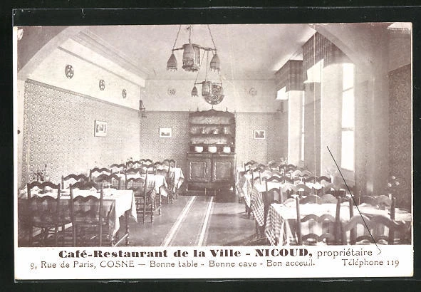 CPA Cosne, Café-Restaurant de la Ville - Nicoud