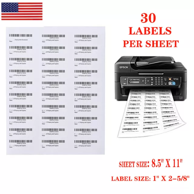 Premium Shipping Address Mailing Labels FBA SKU Labels 1" x 2 5/8" 30/sheet 30UP