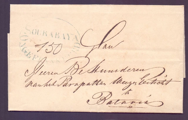 SOURABAYA Ongefrankeerd - Faltbrief 1843 nach Batavia niederländ. Kolonien (176)