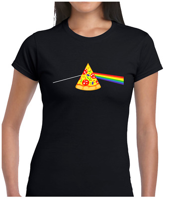DARK SIDE OF THE PIZZA Donna T-shirt Con Barzelletta Divertente Musica Amante cibo design novità