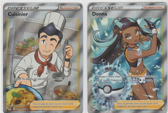 #080 Carte Pokemon Dresseur Donna Tg27/Tg30 + Cuisinier Tg25/Tg30 Origine Perdue