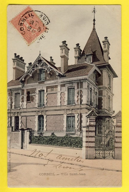 Merveilleuse CPA RARE 91 - CORBEIL ESSONNES Rue Galignani VILLA SAINT JEAN