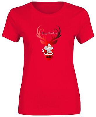 T-shirt donna ragazza babbo Natale renne t-shirt stampata maglietta festa magliette top