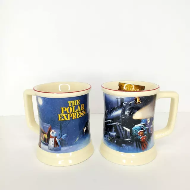 THE POLAR EXPRESS& 3D Christmas Coffee Mugs Set of 2 Warner Bros. 15oz $24.99 - PicClick