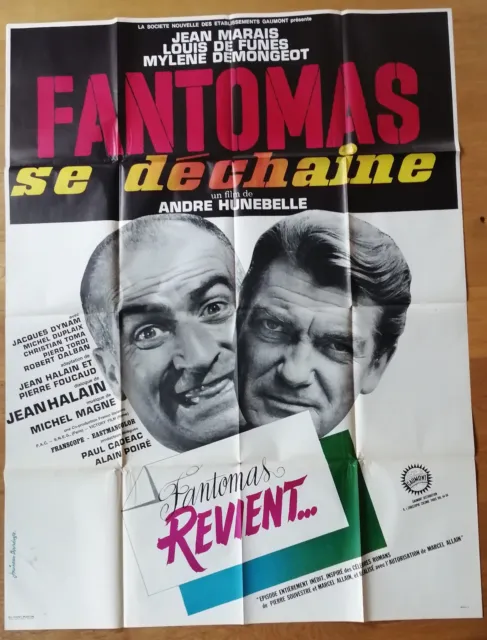 LOUIS DE FUNES FANTOMAS SE DECHAINE marais affiche cinema 160x120 originale '65