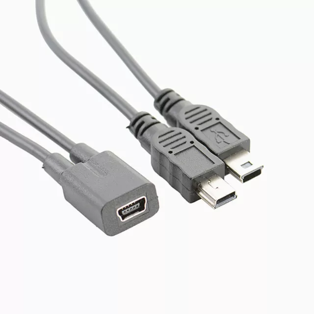 Mini USB 2.0 Female To Dual 2 Male Splitter Y Extension Charger Adapter  Cable