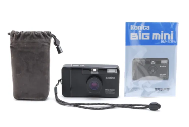 LCD Works! [MINT w/Case] Konica Big mini BM-301 black Point & Shoot Camera JAPAN