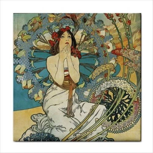Art Nouveau Vintage Ceramic Tile Rare Reproduction Majolica Fliesen