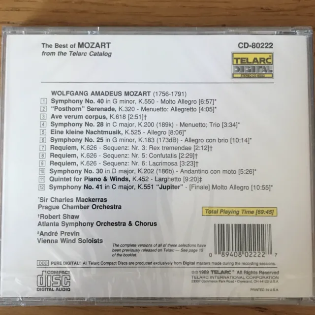 TELDEC CD Best of Mozart Auswahl aus einer Kleinen Nachtmusik, Symp Nr. 25 2