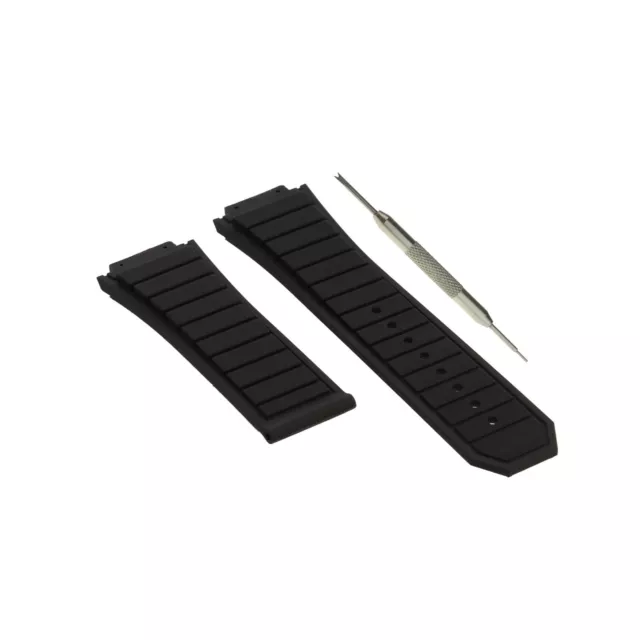 19x29mm Black Silicone Watch Strap Band Fits For Hublot F1 King Power W/ Tool