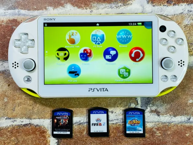 SONY PS VITA Lime Green / White PCH 2000 Console Tested 3 Game
