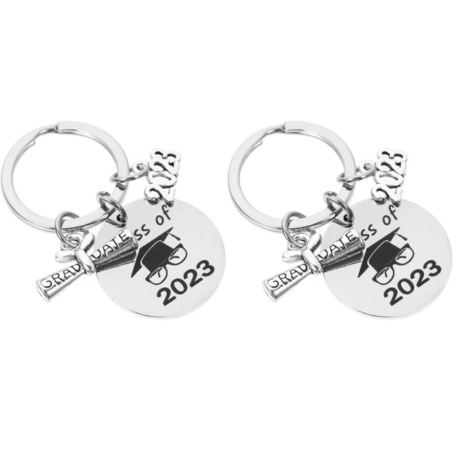 2 PCS Trousseau Académique Porte-clés En Métal Pendentif En Acier Inoxydable