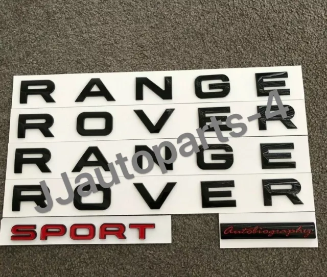 Gloss & Matte Black Front Rear Badge Sticker Decal Package For Range Rover Sport