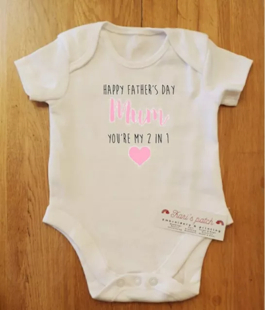 Happy fathers day mum baby bodysuit - add names and choose colour